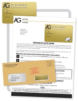 Auto Gold Embossed Card Mailer Flyer example Auto Gold Card Direct Mail Flyer example