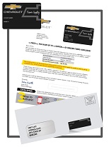 Chevy Corporate Card Mailer example Corporate Branded Embossed Card Mailer example